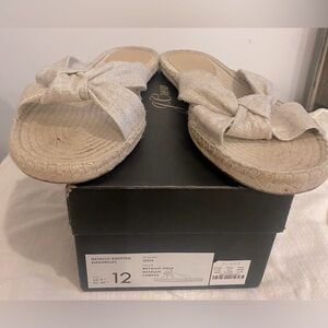 J. CREW Size 12 METALLIC KNOTTED ESPADRILLES Metallic Gold linen  canvas slides